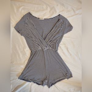 Striped cotton romper